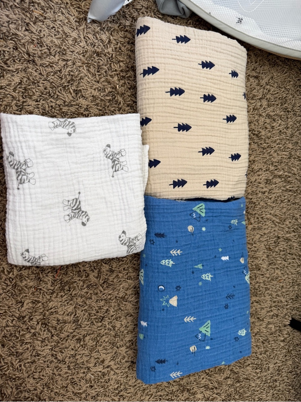 Kids Muslin Swaddle Set - Blue, Cream & White